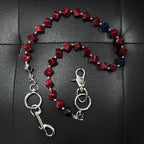 Ink-dyed acrylic red bead jeans chain