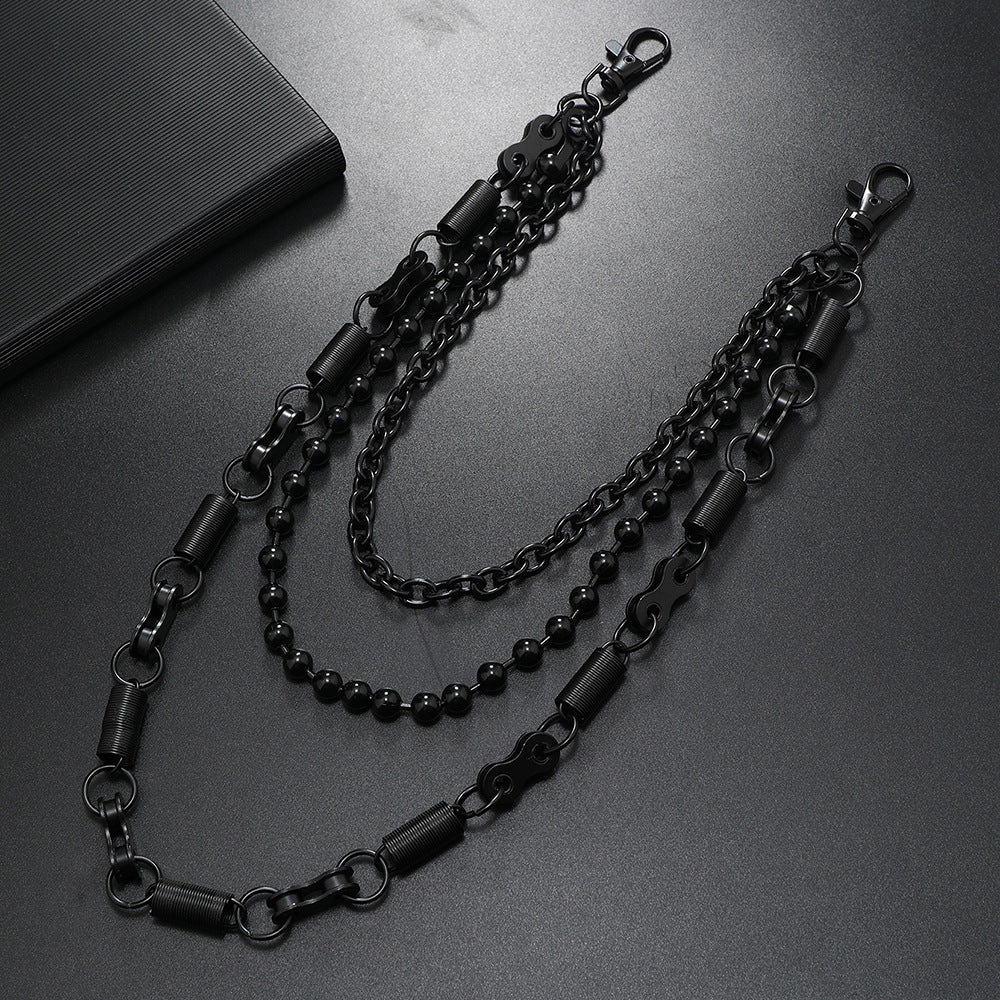 Three-layer fashionable black trouser chain