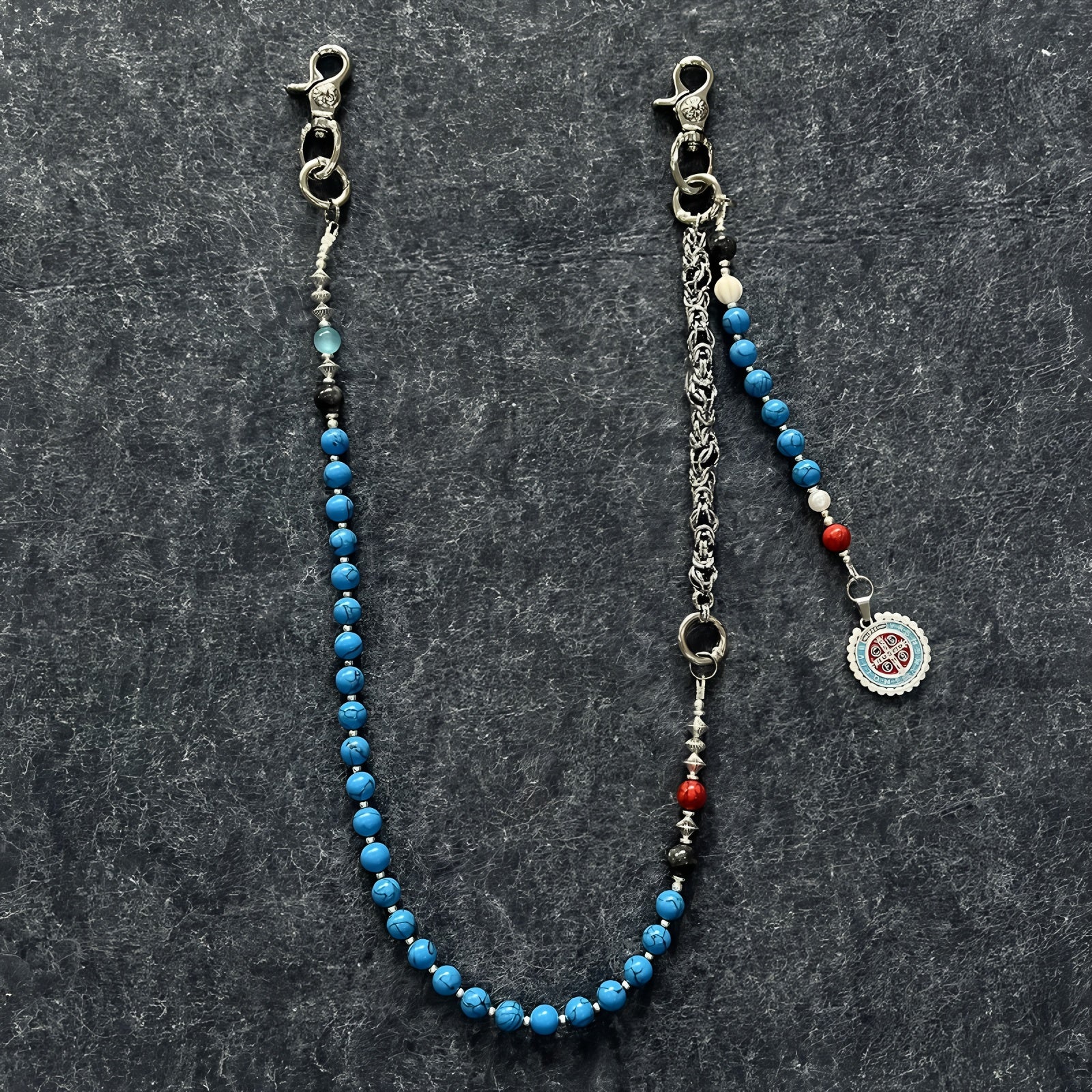 Retro street handmade design multi-element trouser chain