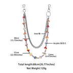 Trendy double-chain colorful Rubik's cube dice pants chain