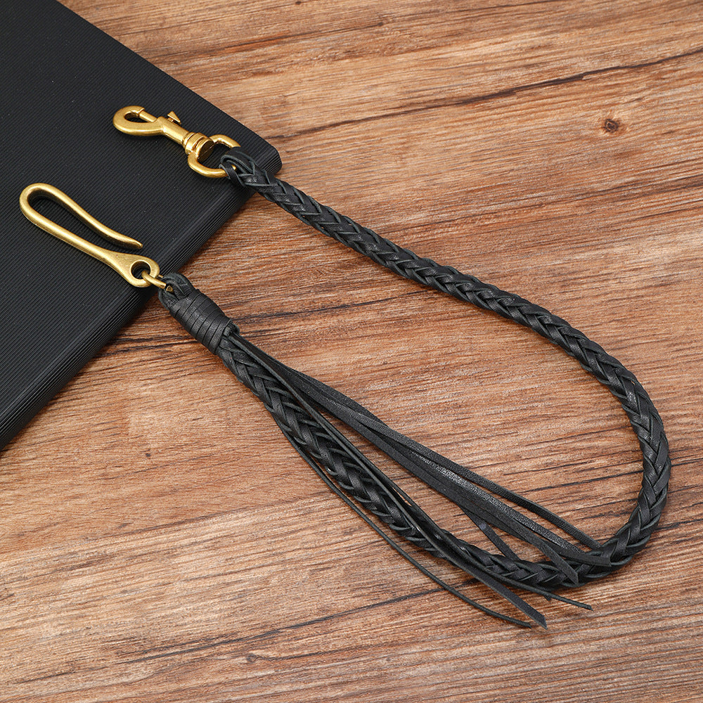 Vintage hand-woven leather tassel trouser chain