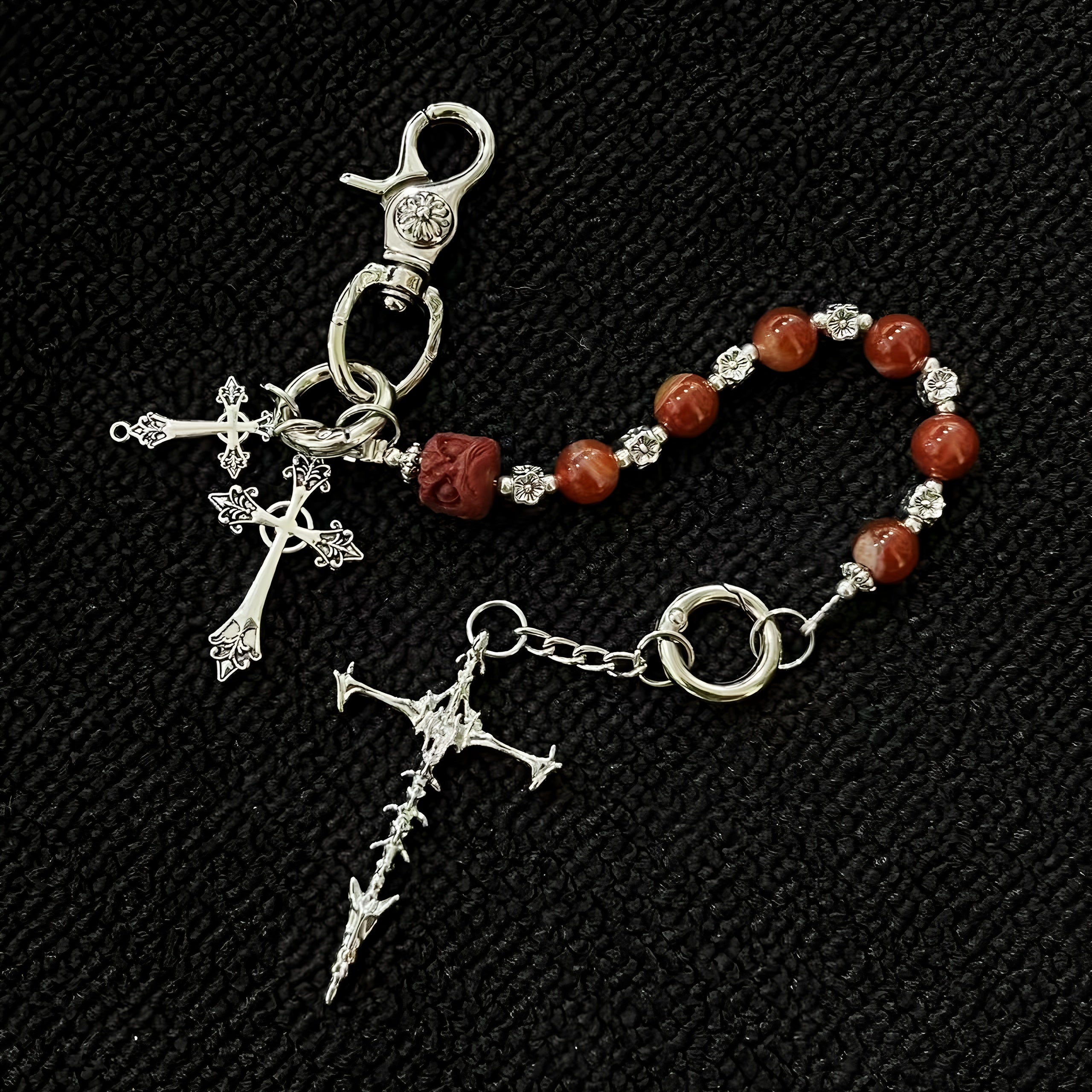 Vintage Red Rendering Stone Handmade Keychain