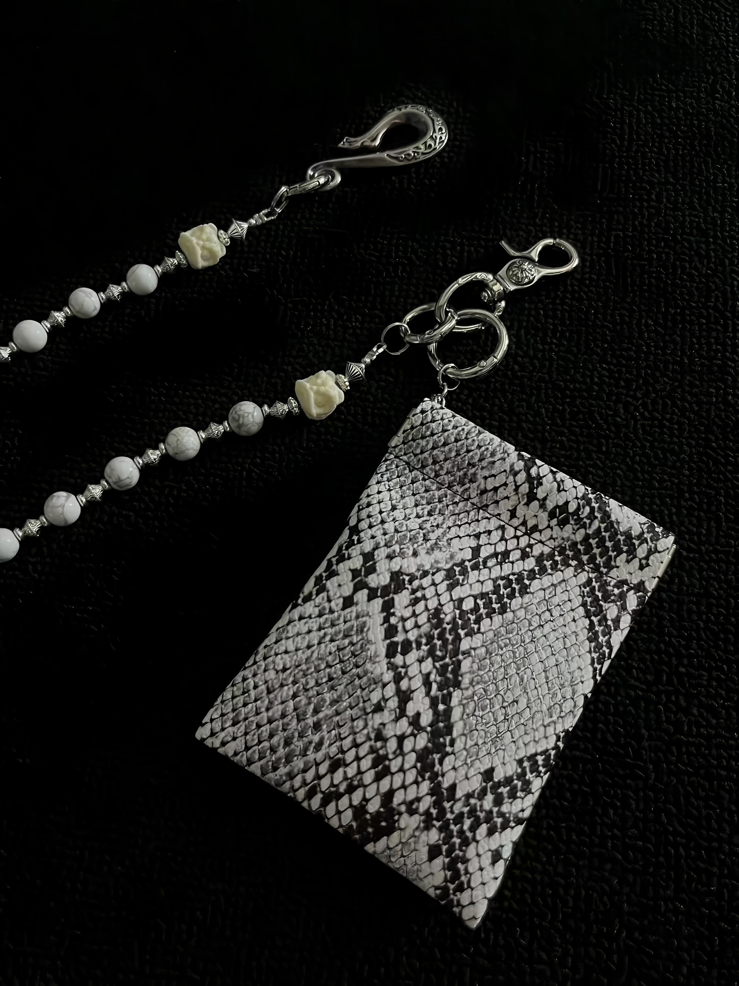 Original snake print coin purse beaded trouser chain