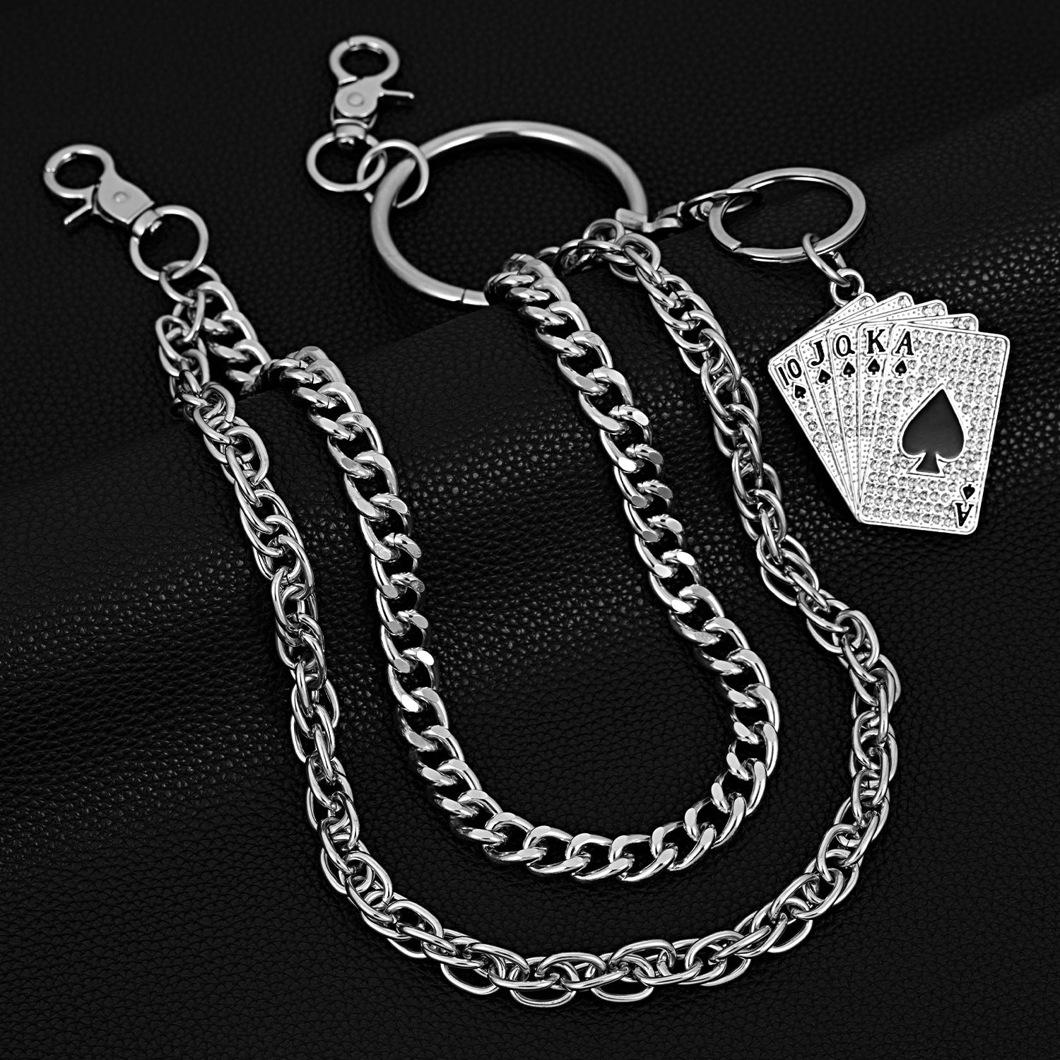 Double-layer heavy texture punk hip-hop pants chain