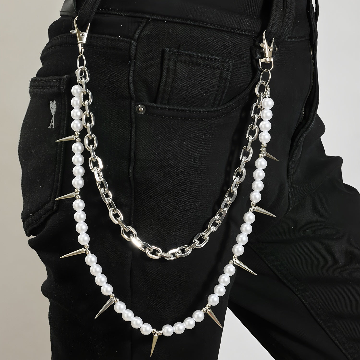New fashionable pearl studded pants chain