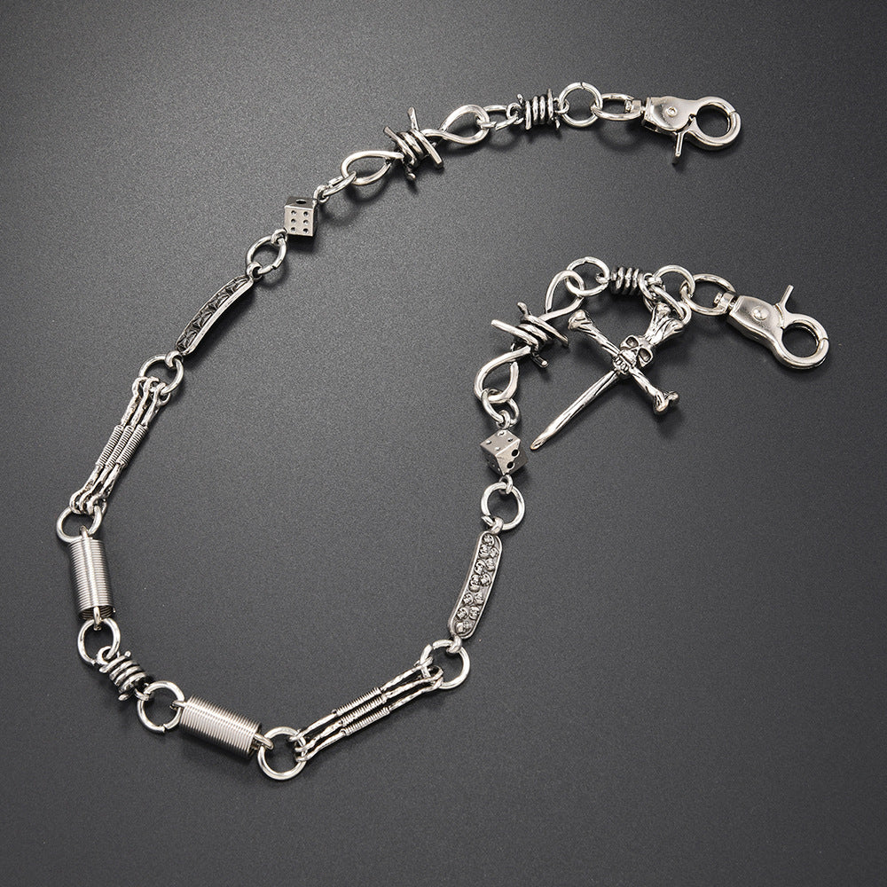 New spiked retro street pants chain