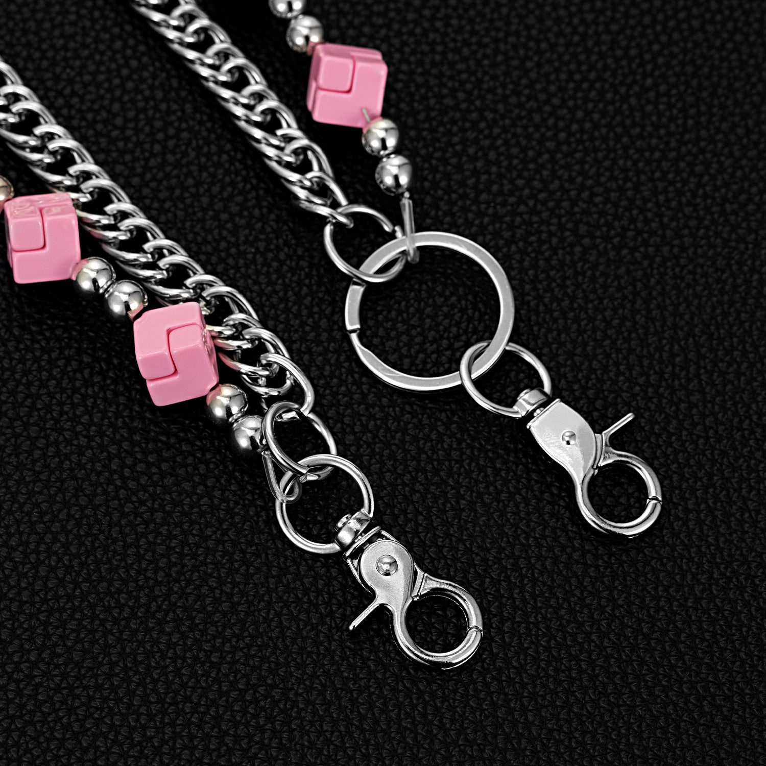 Trendy double-chain colorful Rubik's cube dice pants chain