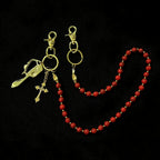 Blue and red turquoise hand-beaded pants chain