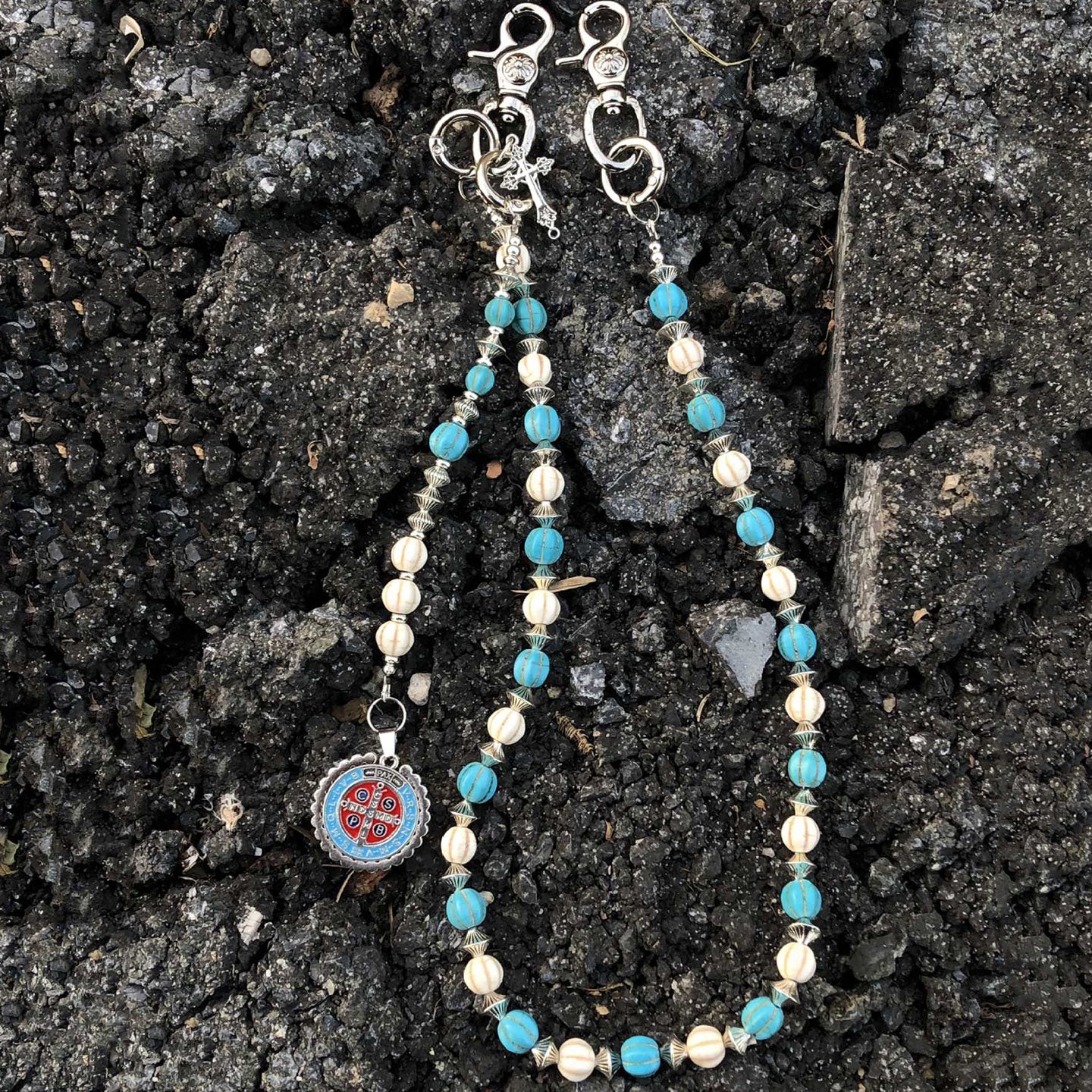 Volcanic stone waist pendant bead pants chain