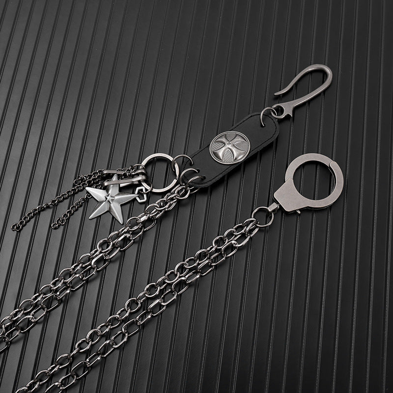 Punk hip-hop motorcycle street pants chain