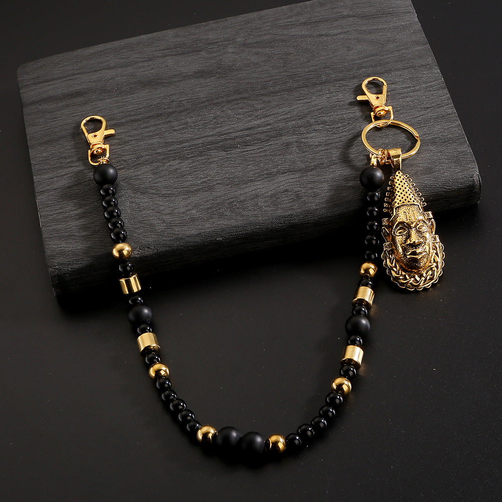 American style beaded human head pants chain