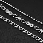 Geometric three-chain heavy metal thorn motorcycle chain pants