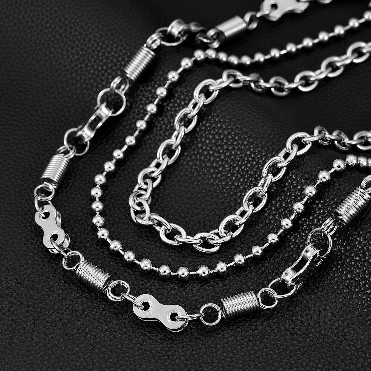 Three-layer simple American motorcycle punk pants chain