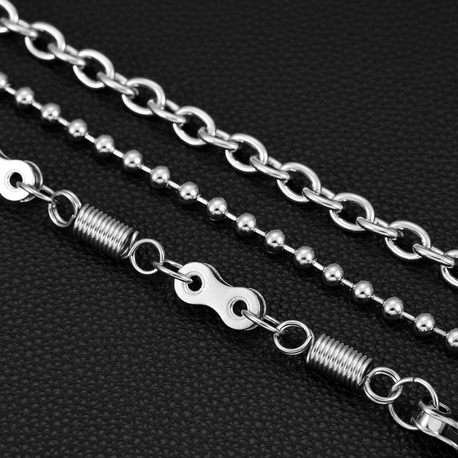 Three-layer simple American motorcycle punk pants chain