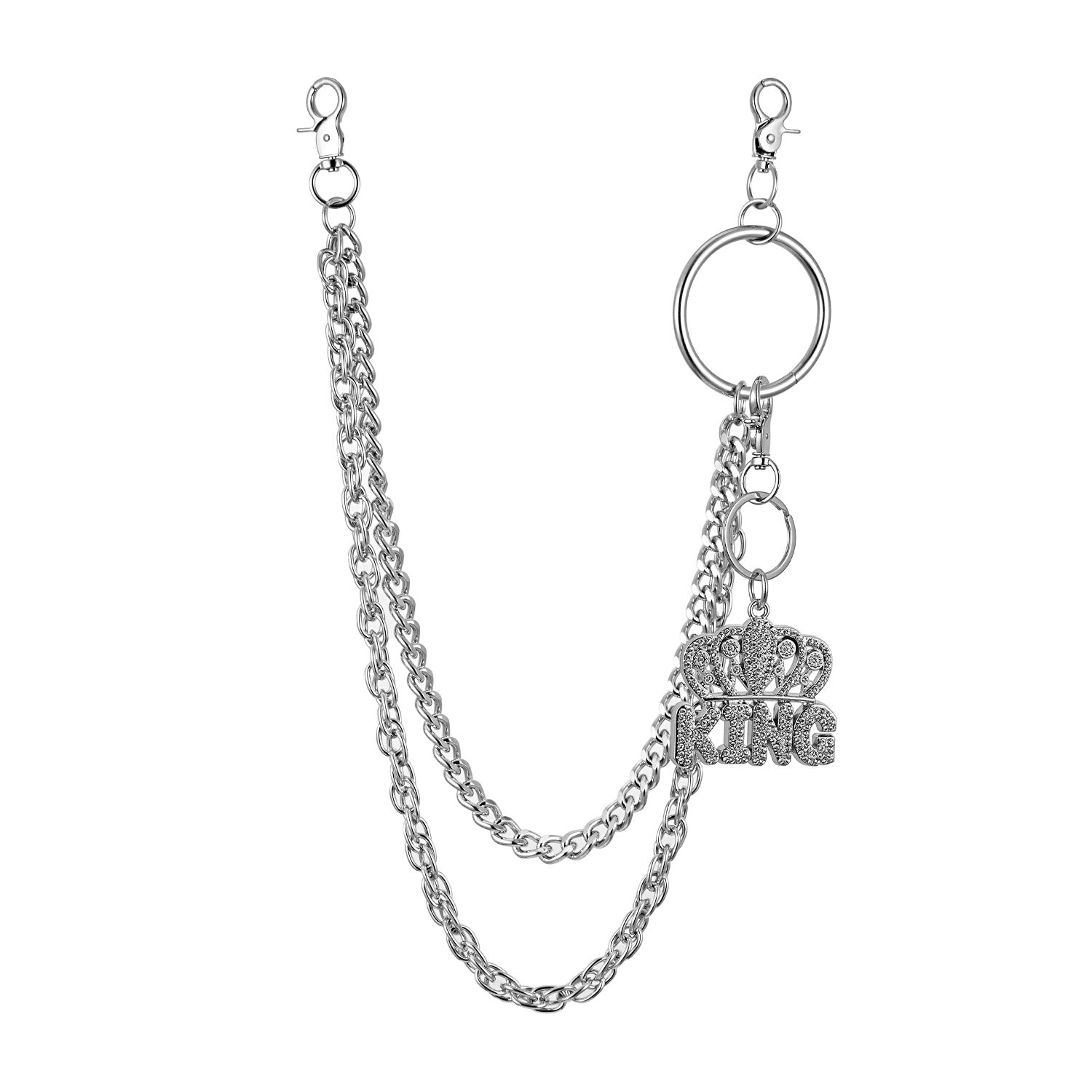Double-layer heavy texture punk hip-hop pants chain