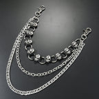 Three-layer punk skull trouser chain