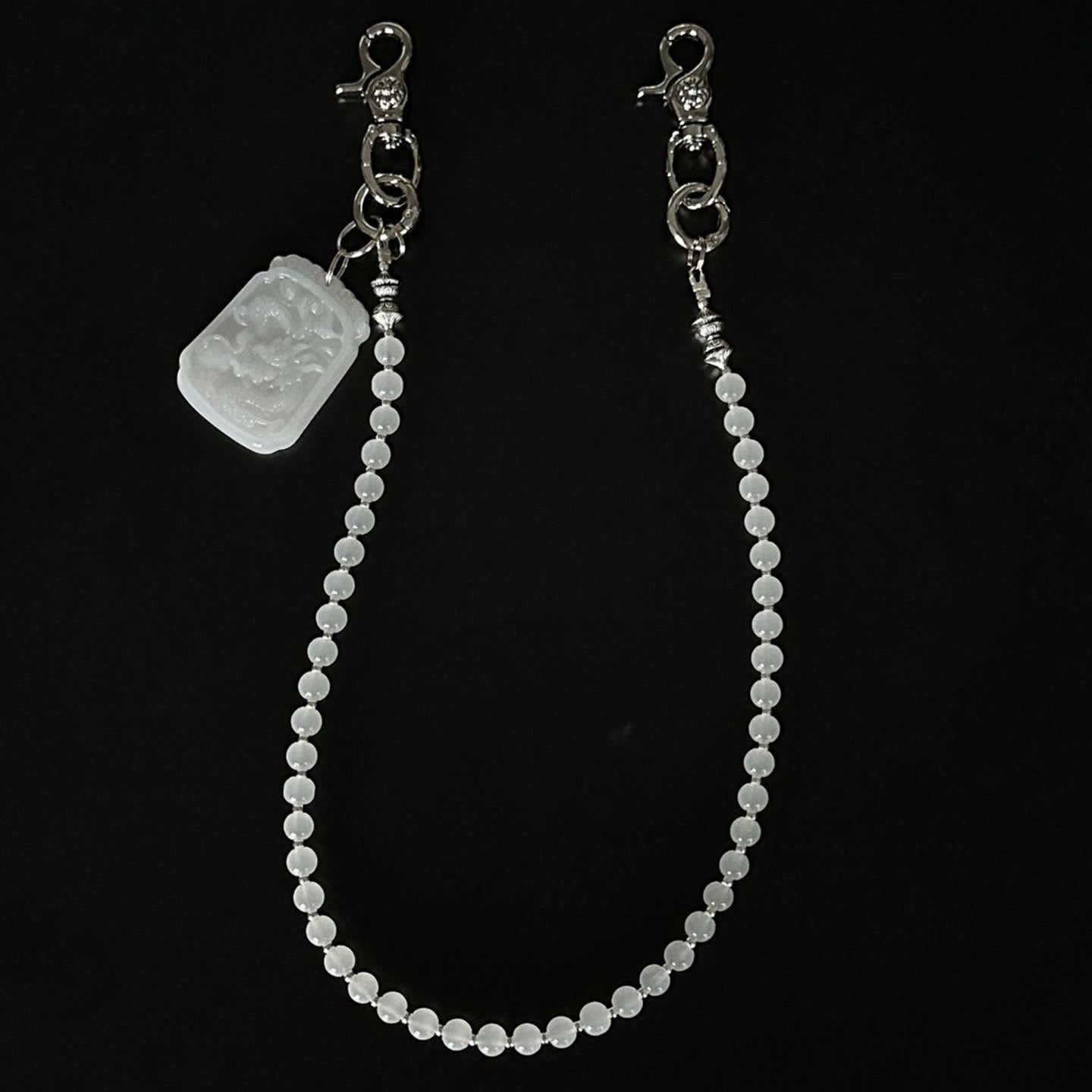 Jade White Stone Bead Pants Chain