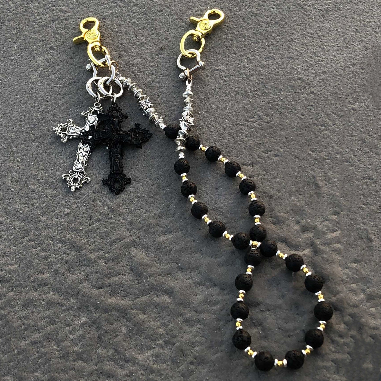 Volcanic Stone Creative Cross Pants Chain