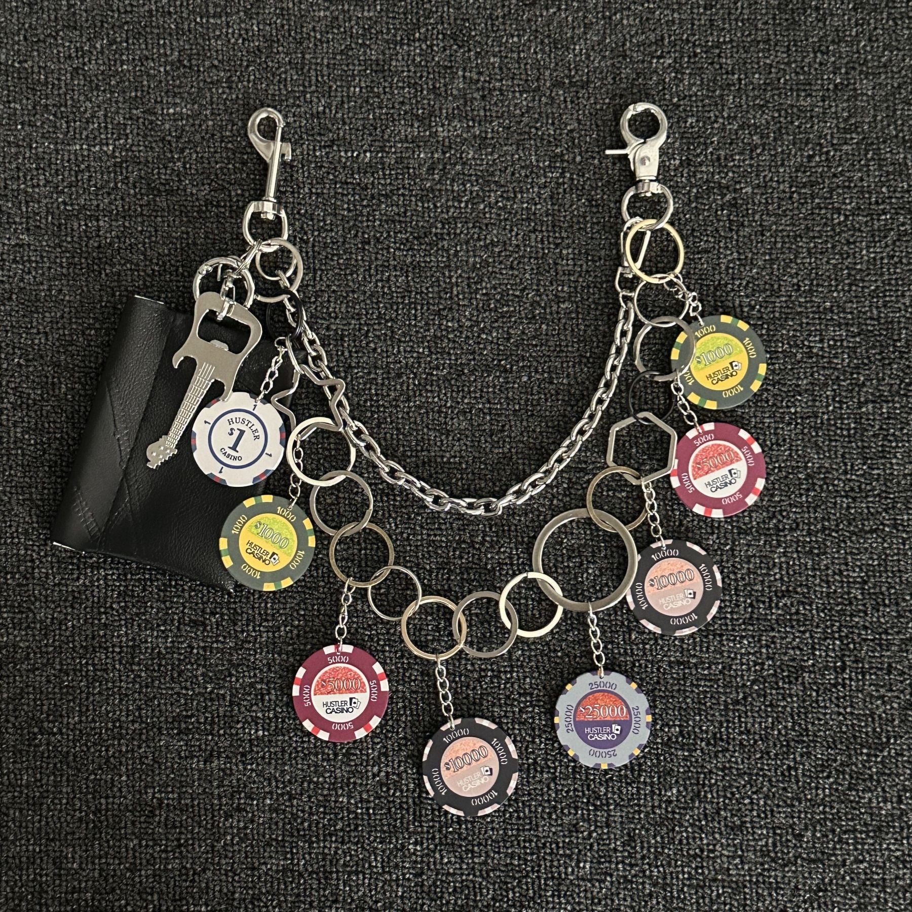 Original multi-color chip double-layer stitching trouser chain