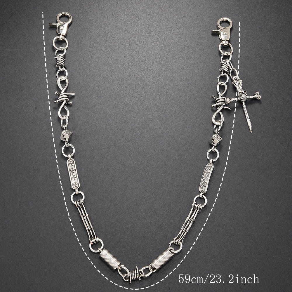 New spiked retro street pants chain