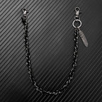 Feather leather patchwork trouser chain