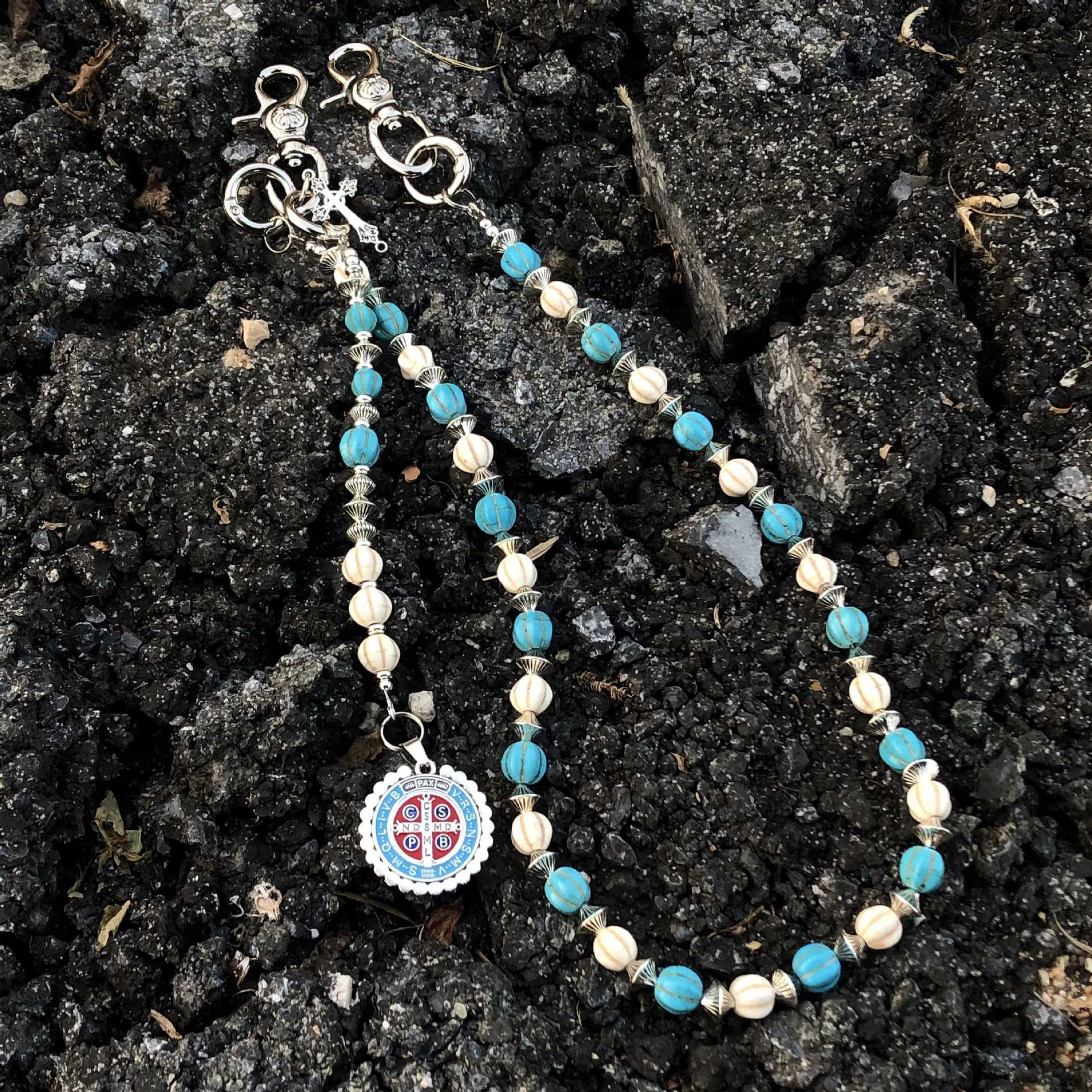 Volcanic stone waist pendant bead pants chain