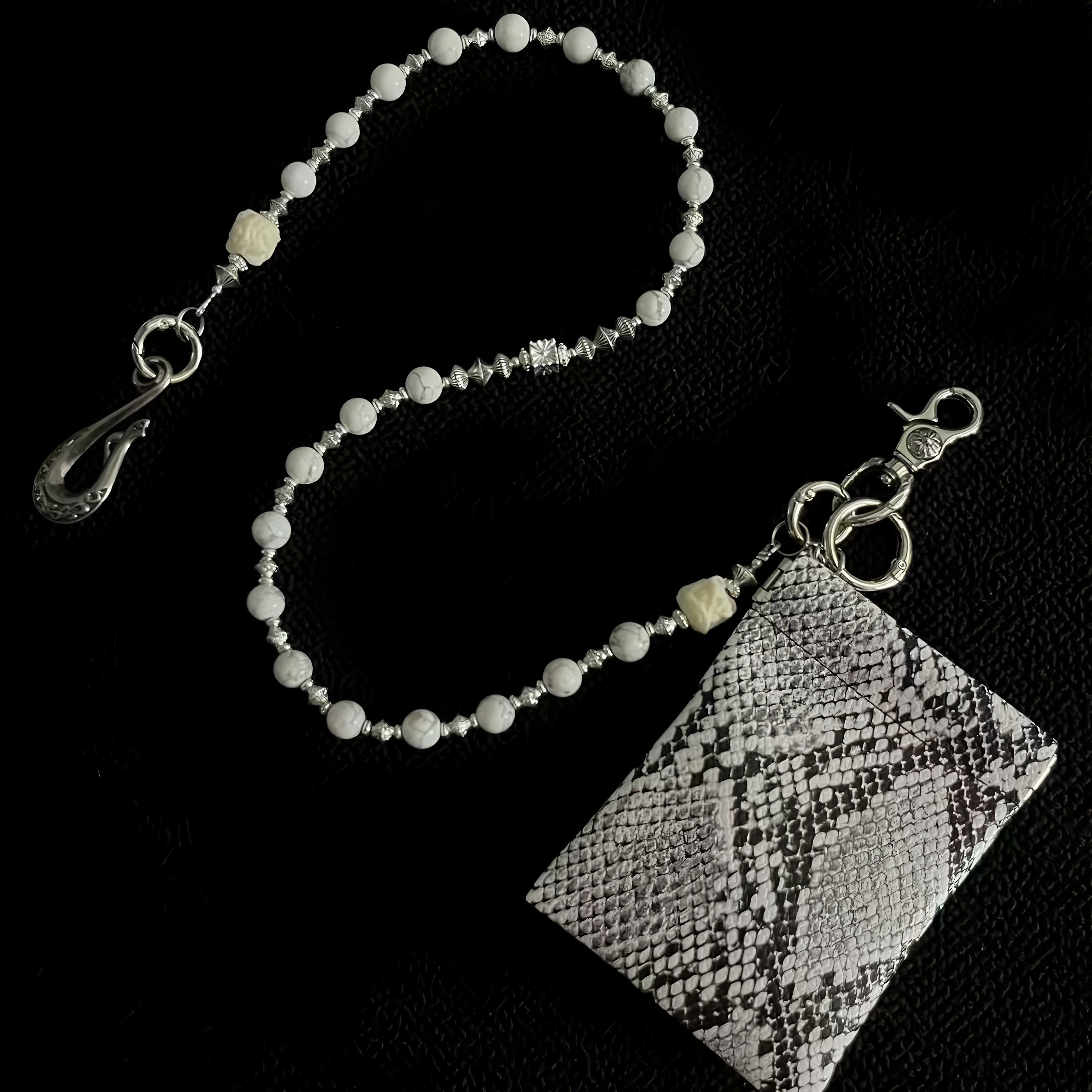 Original snake print coin purse beaded trouser chain