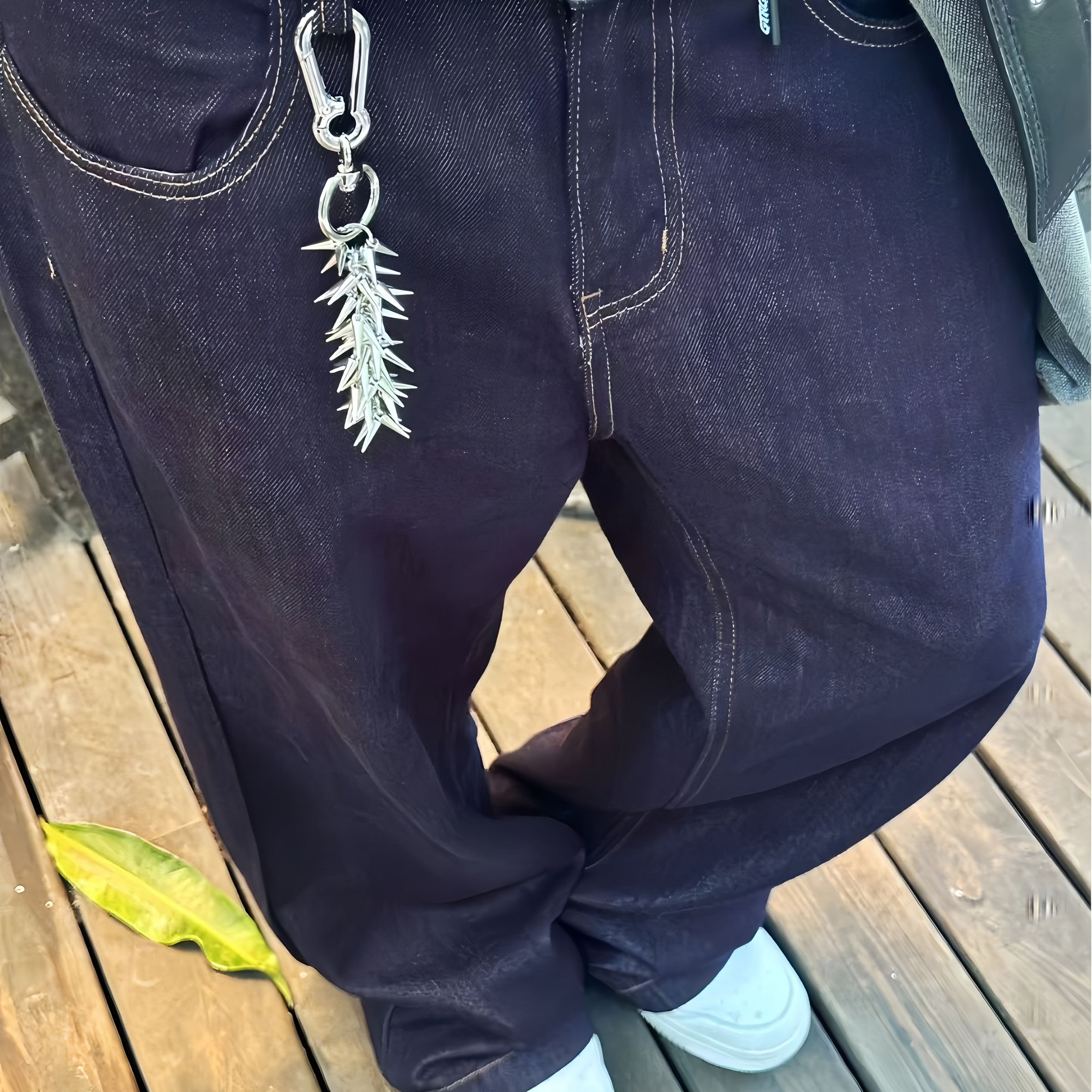 Punk Spiked Thorn Pants Chain Keychain