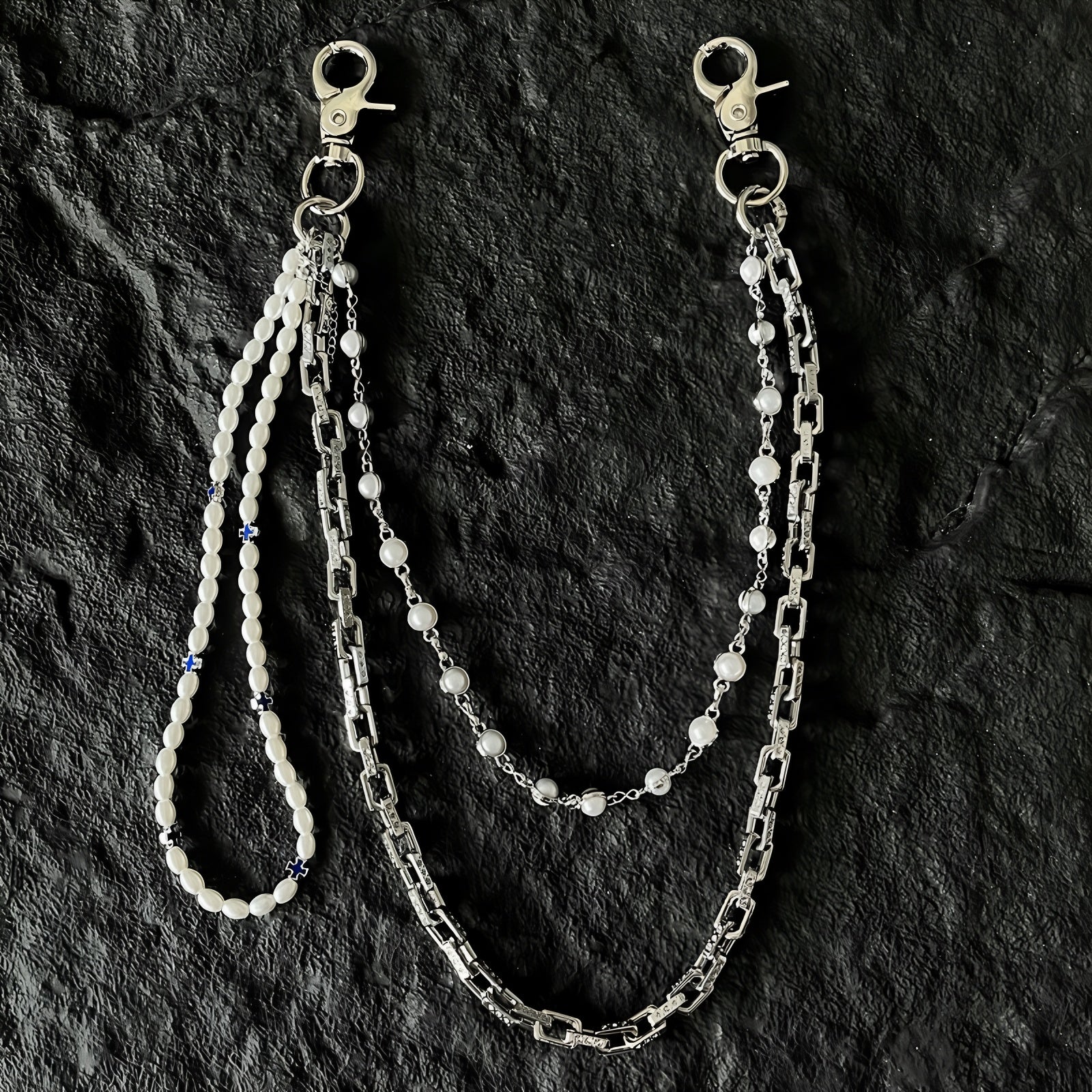 Double-strand pearl belt chain pants