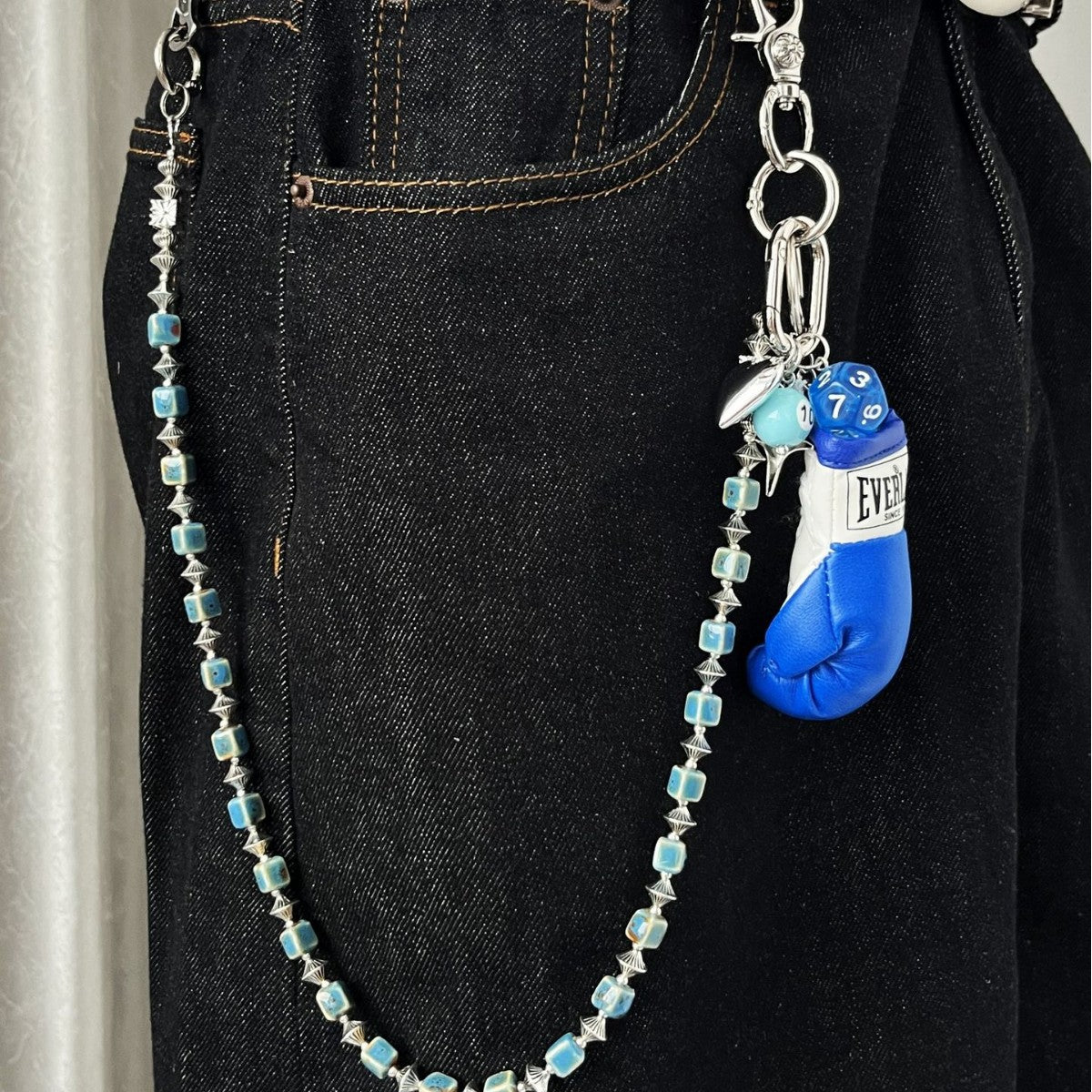 Ceramic cube bead handmade pants chain