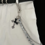 Double chain square stone personalized pants chain