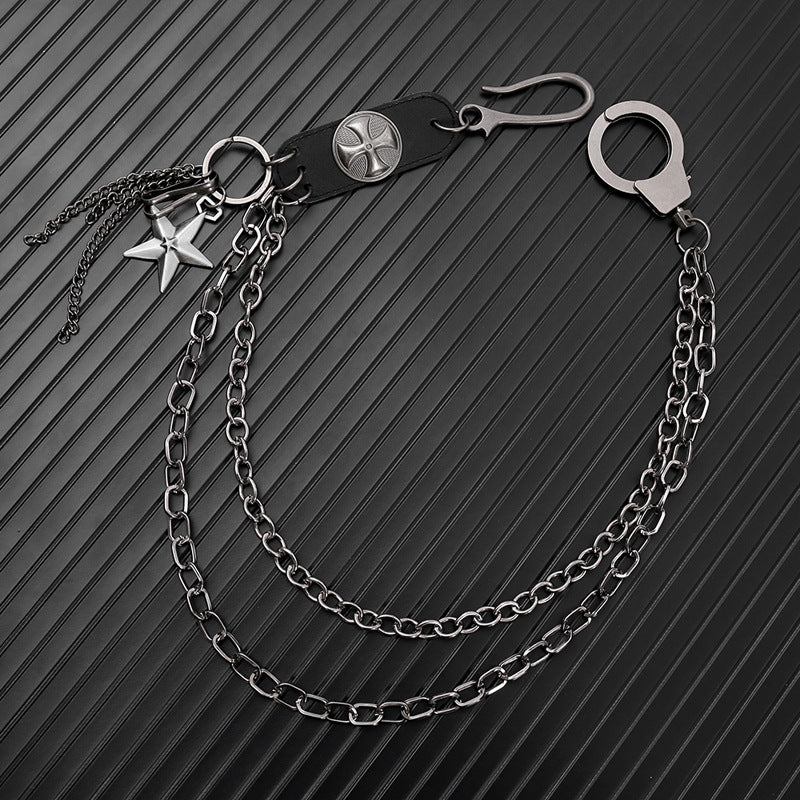 Punk hip-hop motorcycle street pants chain