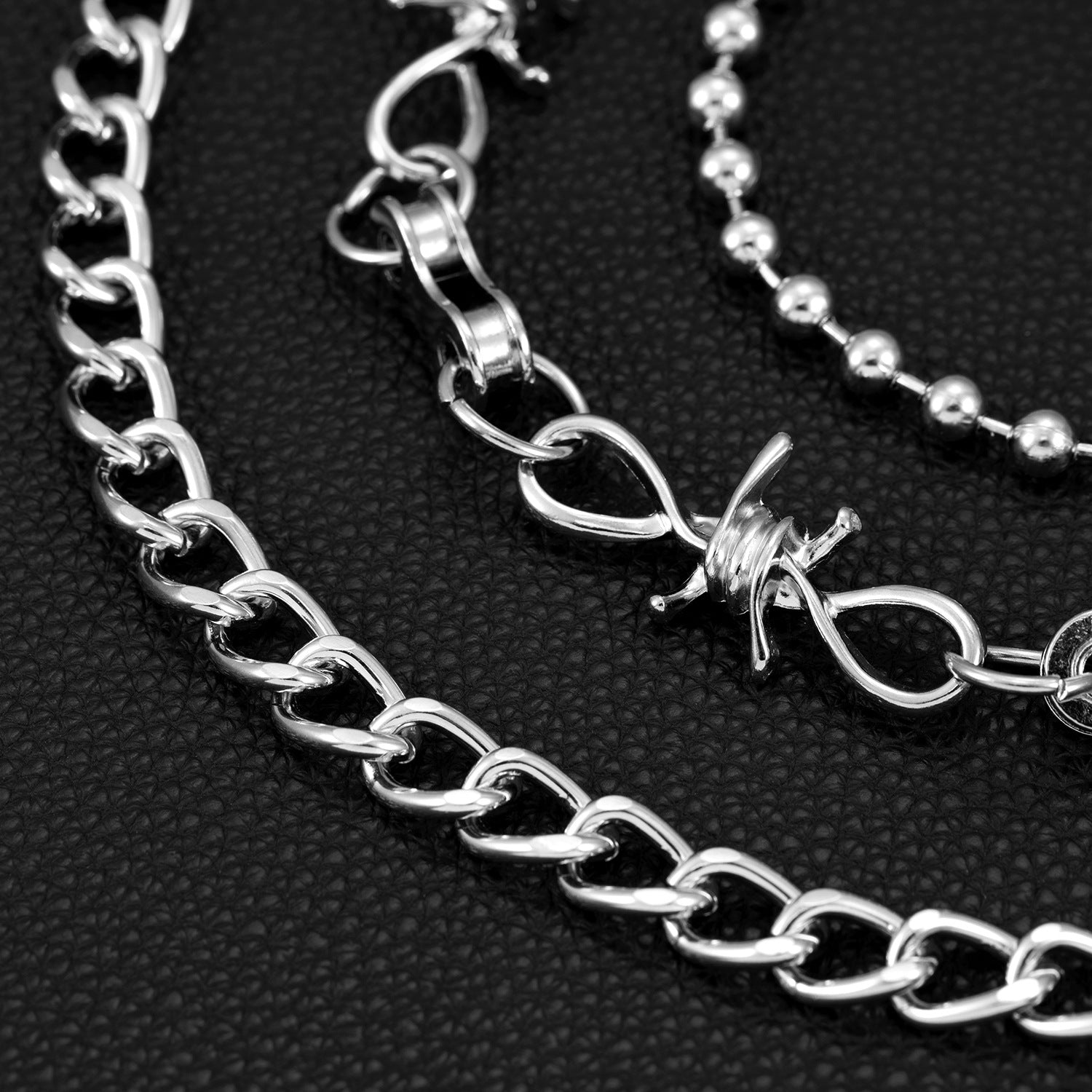 Geometric three-chain heavy metal thorn motorcycle chain pants