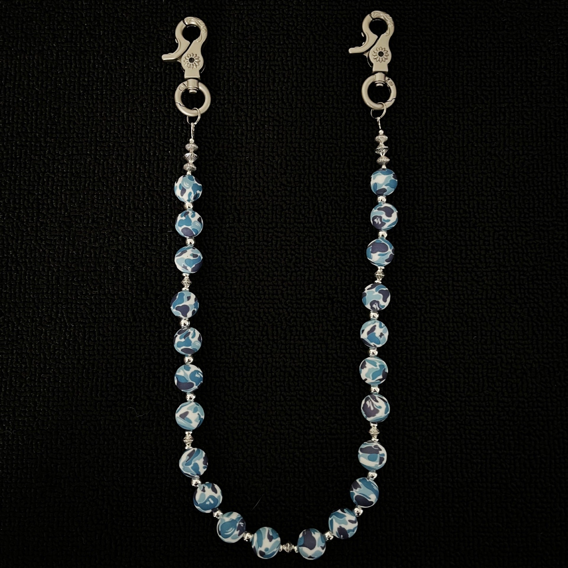 New blue camouflage silicone pants chain