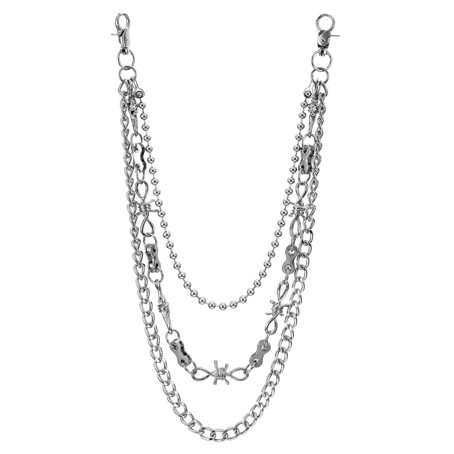 Geometric three-chain heavy metal thorn motorcycle chain pants