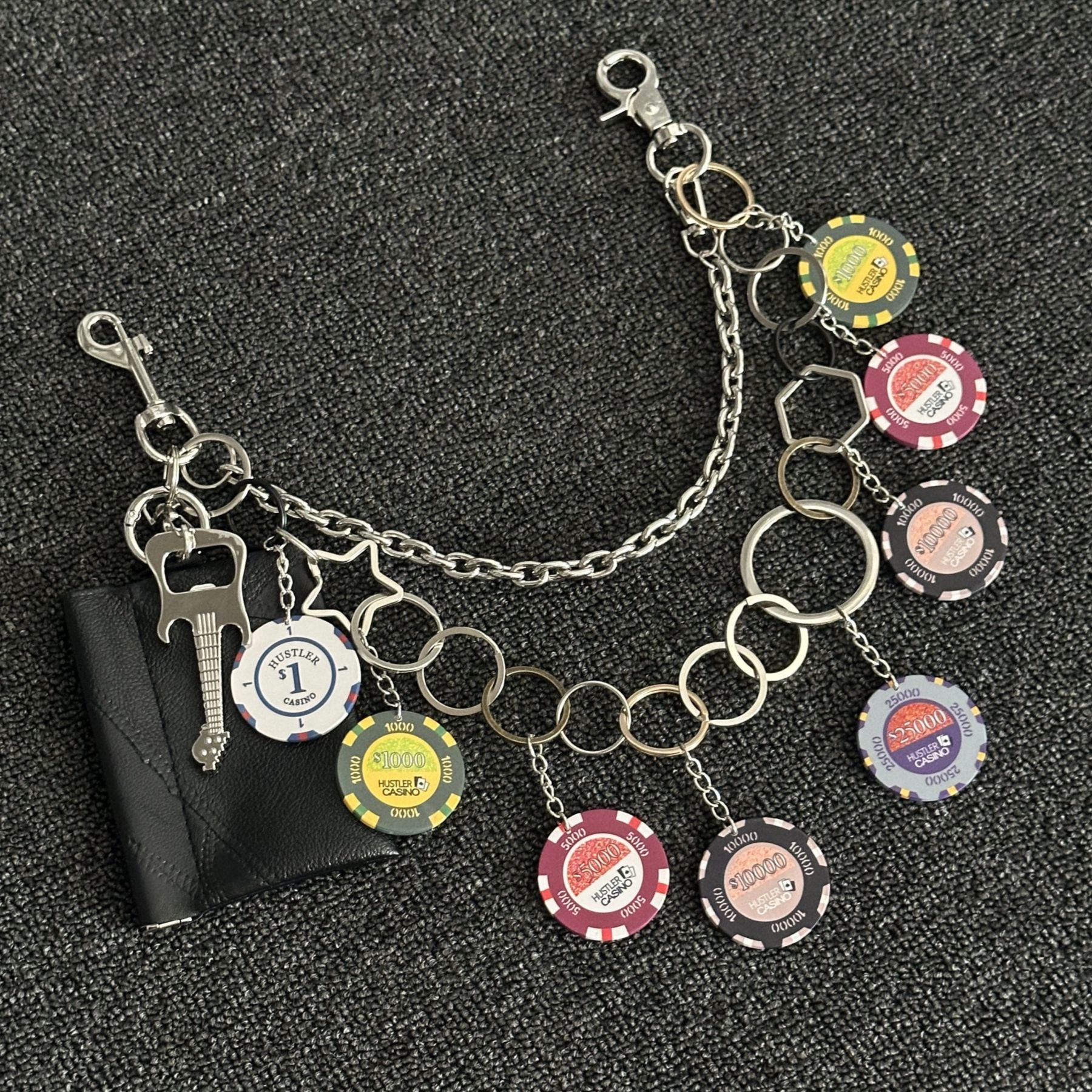 Original multi-color chip double-layer stitching trouser chain