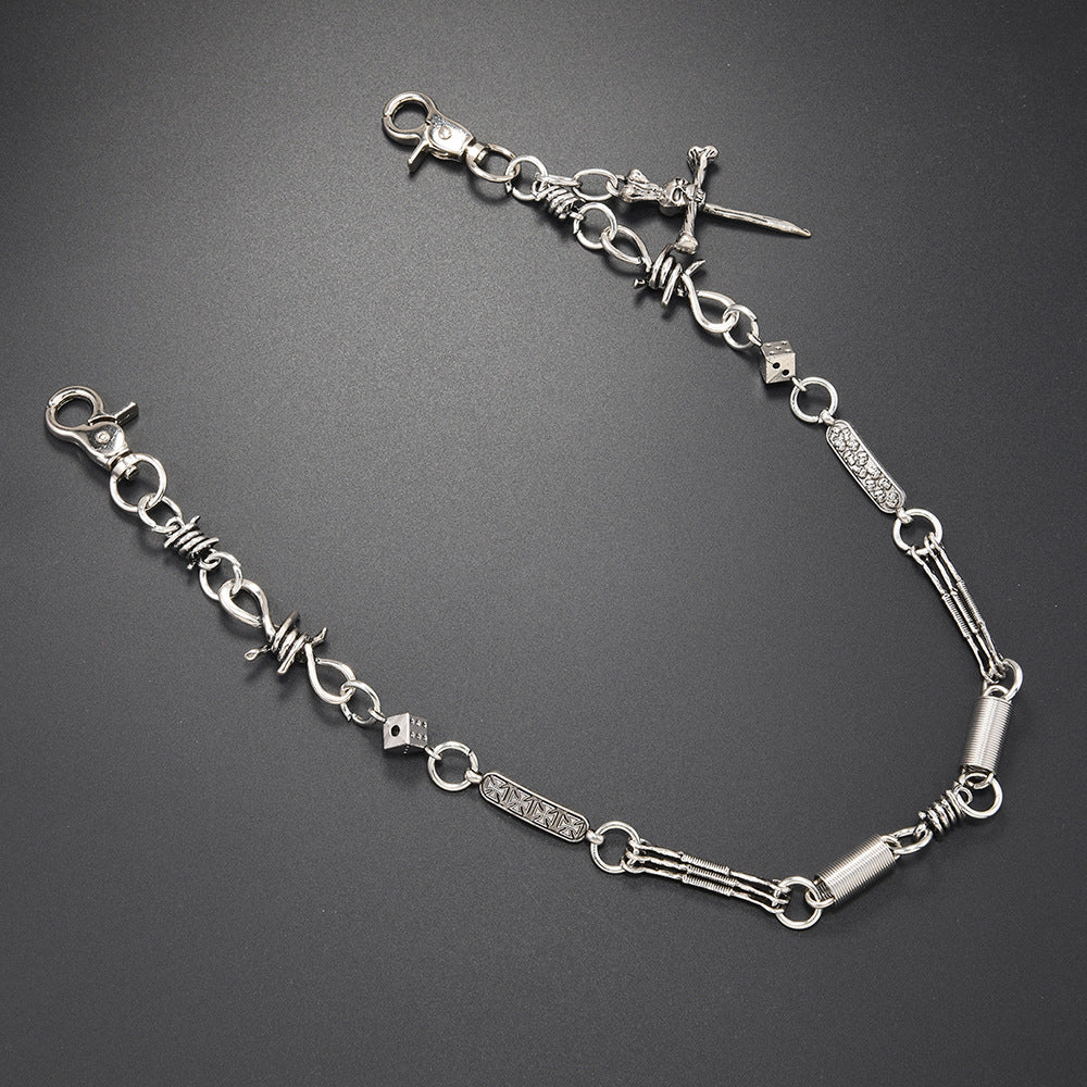 New spiked retro street pants chain