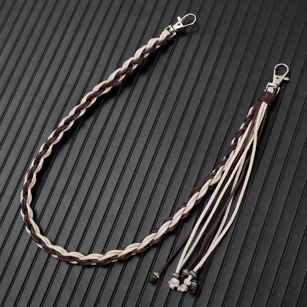 Hand-woven waxed thread jeans chain