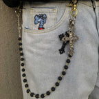 Volcanic Stone Creative Cross Pants Chain