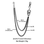 Dark punk hip-hop double-layer skull trouser chain
