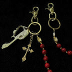 Blue and red turquoise hand-beaded pants chain