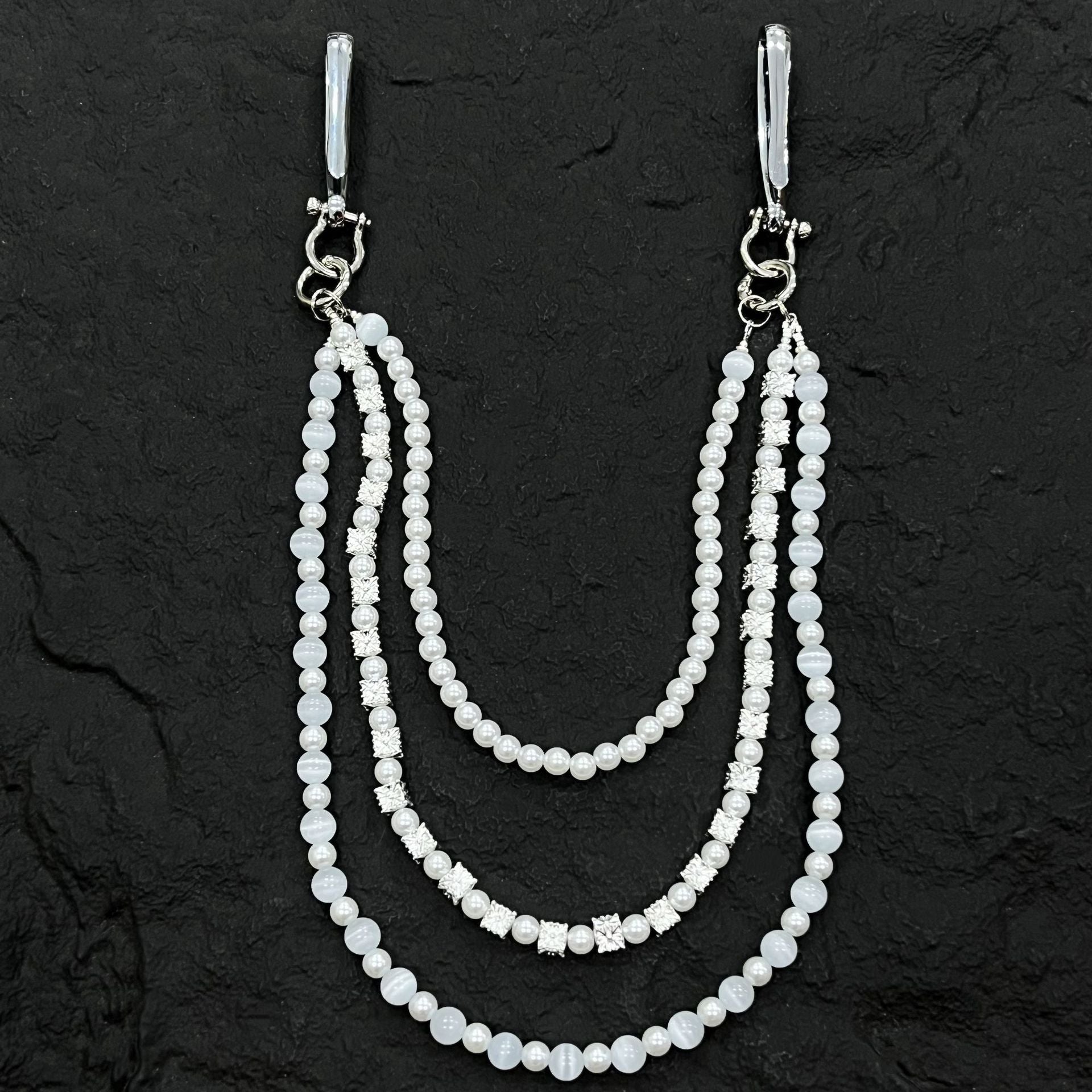 New pearl three-chain waist necklace
