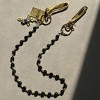 Black stone bead handmade beaded pants necklace