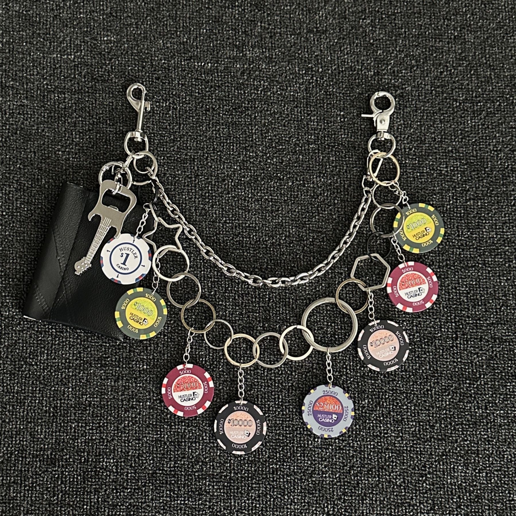 Original multi-color chip double-layer stitching trouser chain