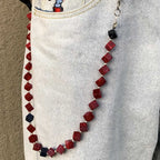 Volcanic stone red waist pendant pants chain