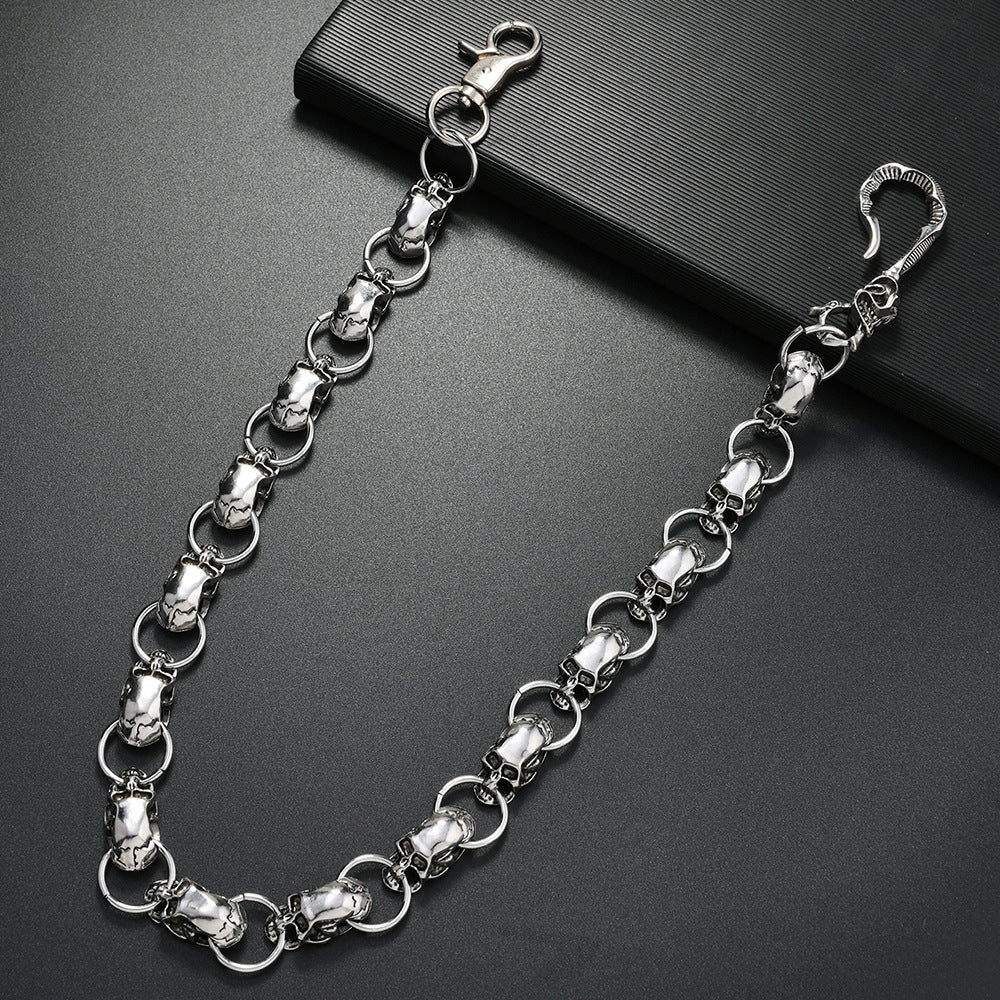 Single chain alloy skull trouser chain