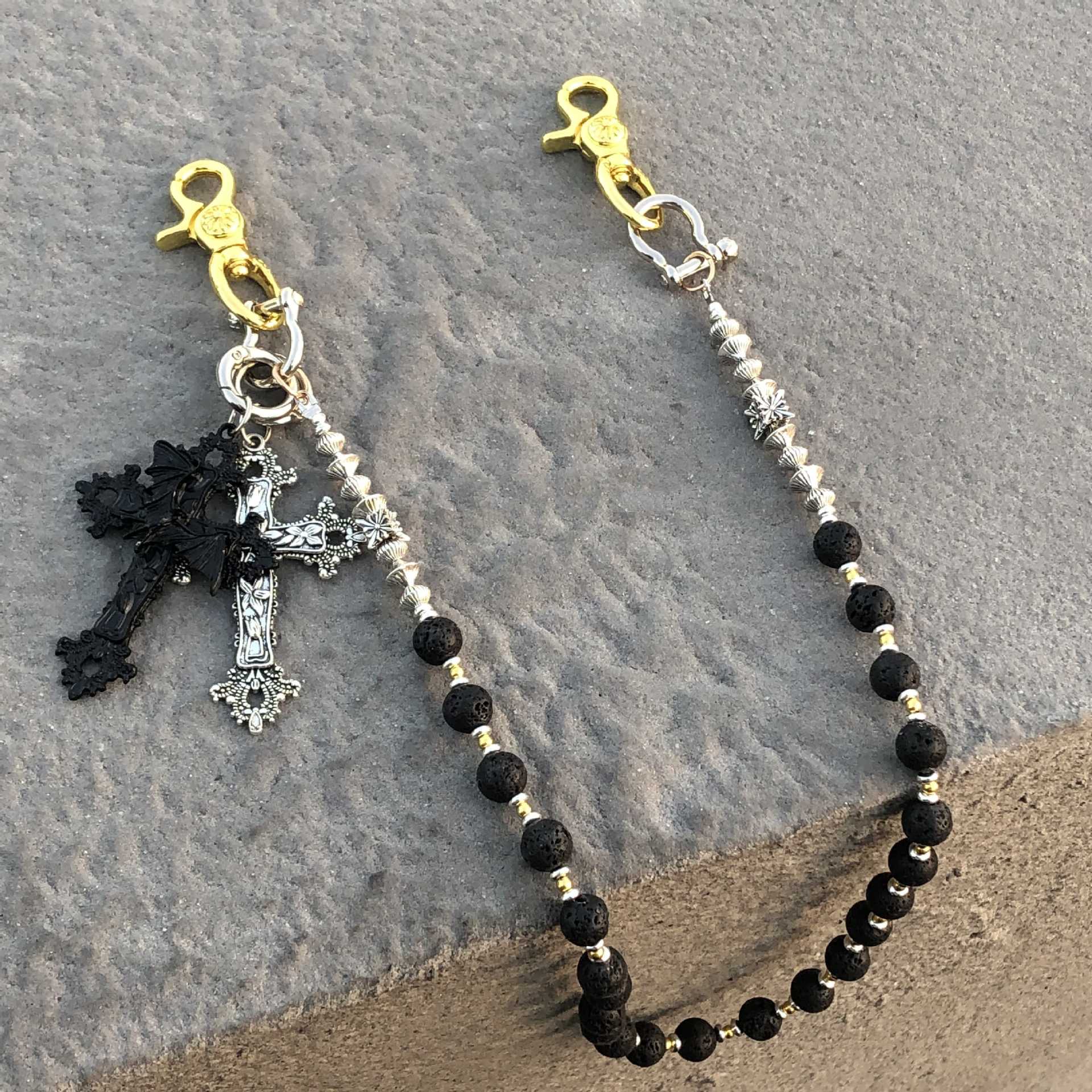 Volcanic Stone Creative Cross Pants Chain