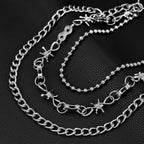 Geometric three-chain heavy metal thorn motorcycle chain pants