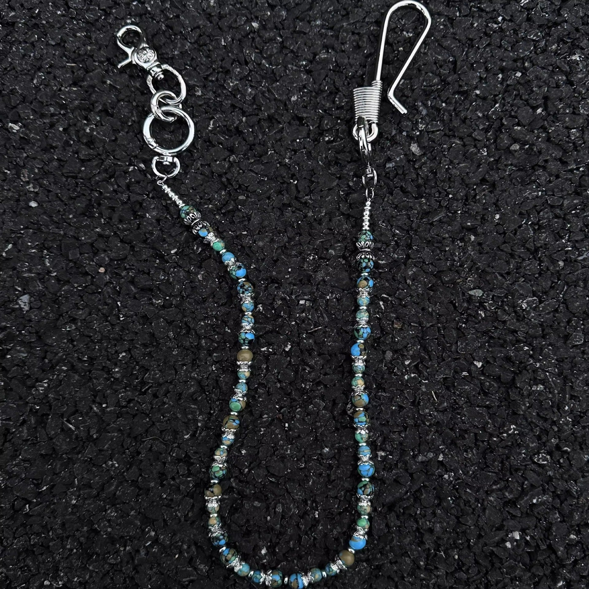 Volcanic stone waist pendant pants chain