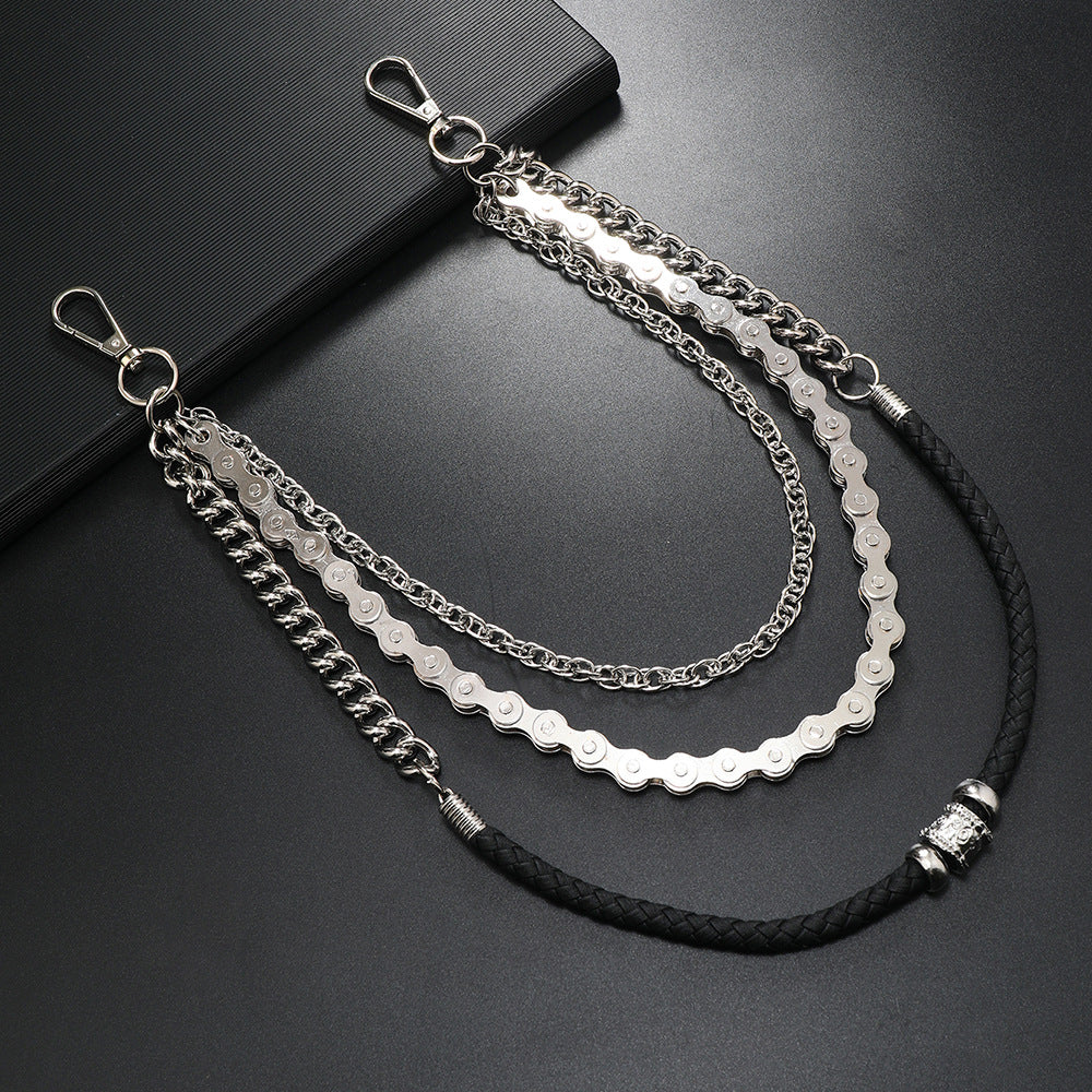 Multi-layer metal rope splicing trouser chain